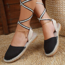 Womens Criss Cross Straps Sandals Round Toe Flat Elastic Strap Slingback Espadrilles Shoes Summer Holiday Shoes