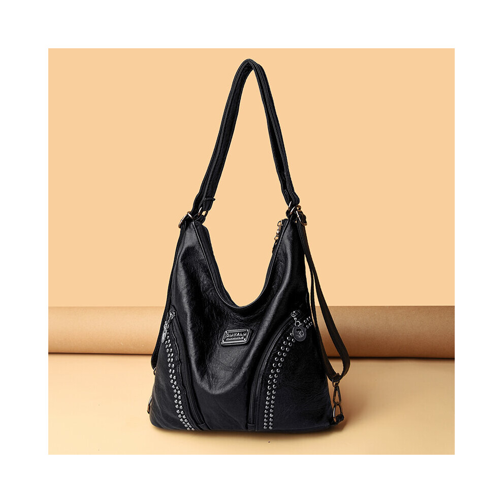 Studded Decor Hobo Bag Womens PU Leather Crossbody Bag Shoulder Backpack With Convertible Strap-image-OPC-PC78BFJ-NEW