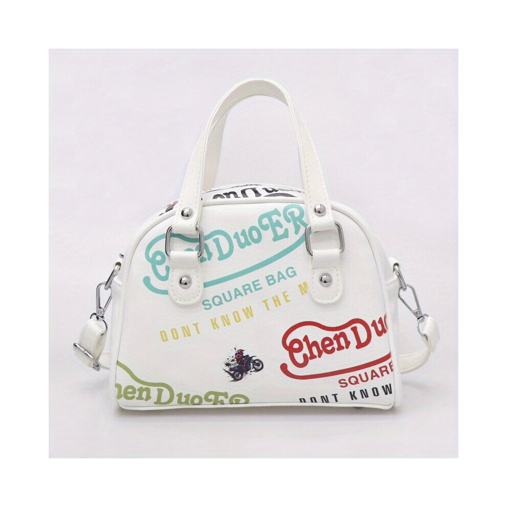 Y2K Letter Graffiti Crossbody Bag Boston Handbag Womens Shoulder Purse For Street Wear-image-OPC-PC78BSR-NEW