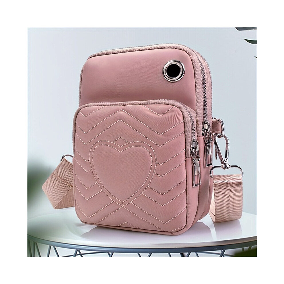 Mini Heart Embroidery Cell Phone Crossbody Bag Dacron Lightweight Messenger Bag Casual Versatile Shoulder Bag-image-OPC-PC78CR8-NEW