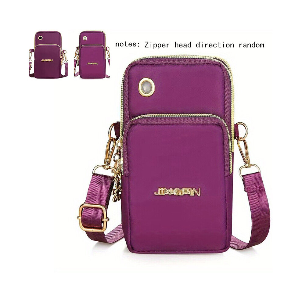 Outdoor Sports Armband Phone Bag Casual Nylon Crossbody Bag Running Zipper Purse With Headphone Hole Purple 885664705221