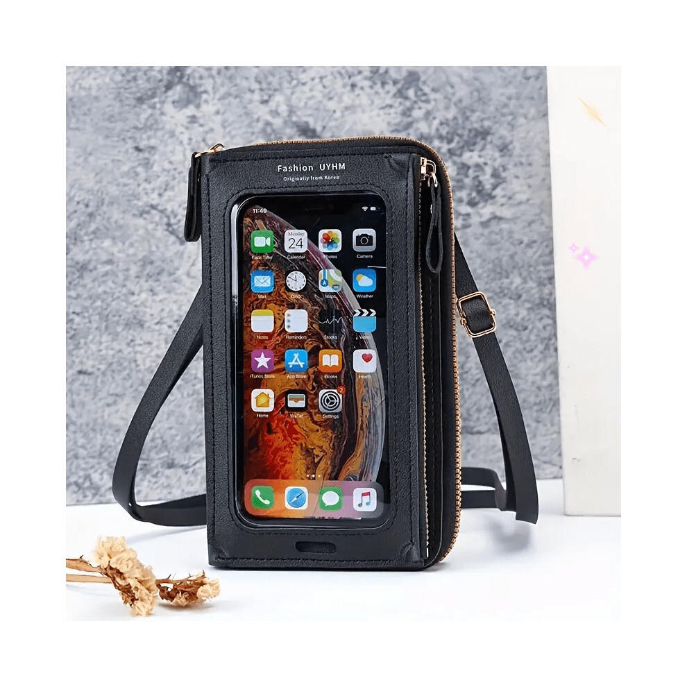 Touch screen Mobile Phone Bag Mini PU Leather Crossbody Bag Womens Zipper Around Wallet Purse 7 87 4 53 1 77 Inch-image-OPC-PC78DF6-NEW