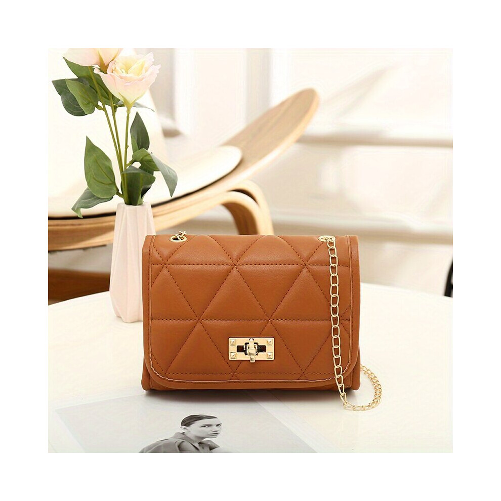 Quilted Chain Crossbody Bag Womens PU Leather Flap Purse Small Square Shoulder Bag-image-OPC-PC78DNC-NEW