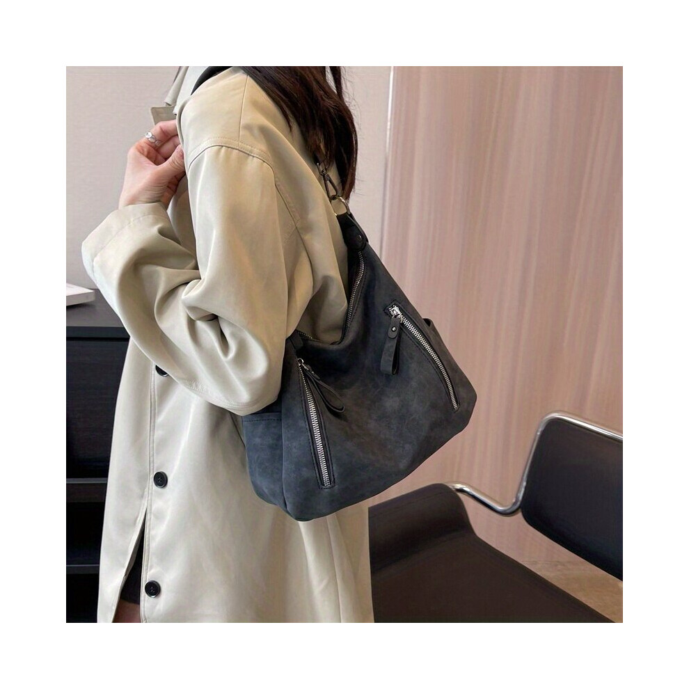 Vintage Large Capacity Hobo Bag Retro PU Leather Shoulder Bag Womens All Match Handbag & Purse-image-OPC-PC78DQQ-NEW