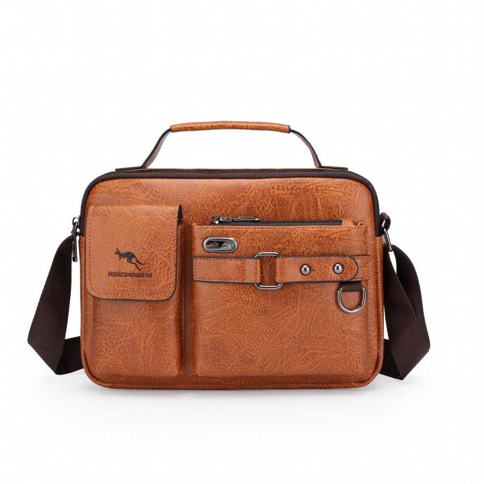 Vintage Business Laptop Handbag Large Capacity Shoulder Bag PU Leather Crossbody Bag For Office-image-OPC-PC78GHQ-NEW