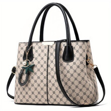 Floral Print Shoulder Bag Stylish Large Capacity Handbag Portable Storage Bag With Pendant