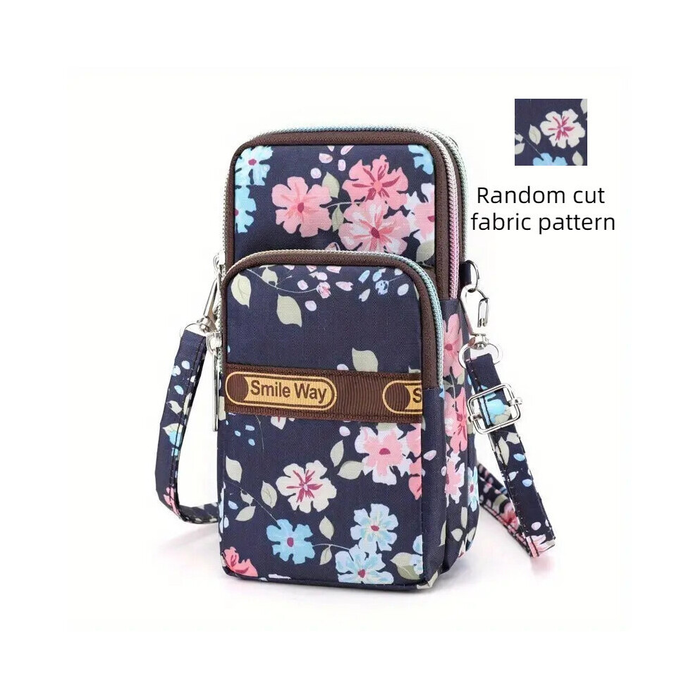 Floral Print Phone Bag Womens Nylon Crossbody Bag Mini Outdoor Sports Armband Purse Multicoloured 885664718832
