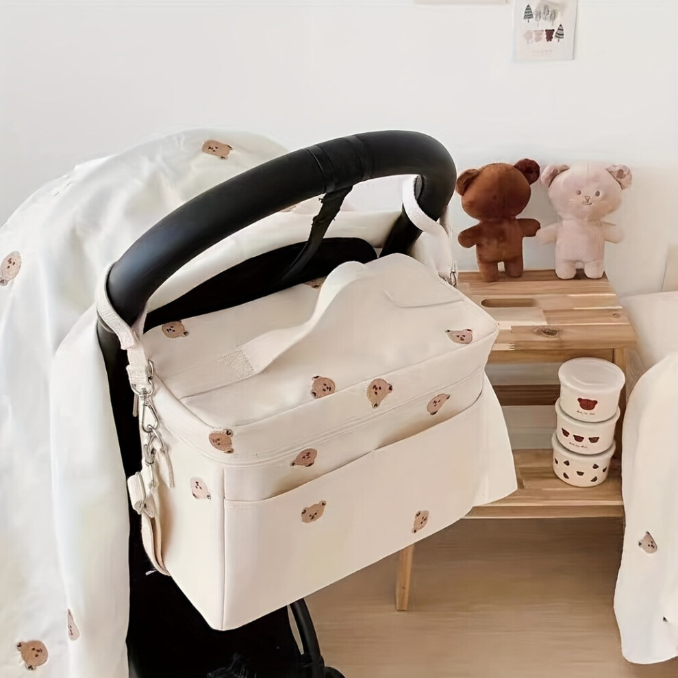 Hanging Baby Stroller Storage Bag Canvas Large Capacity Lightweight Mommy Bag Portable Stroller Bag