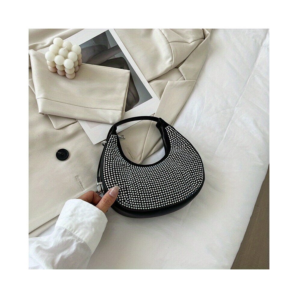 Rhinestone Decor Hobo Bag Evening Handbags Glitter Underarm Purse For Women-image-OPC-PC78H5Q-NEW