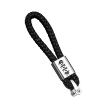 Audi Emblem Woven Leather Car KeyChain Horseshoe Buckle