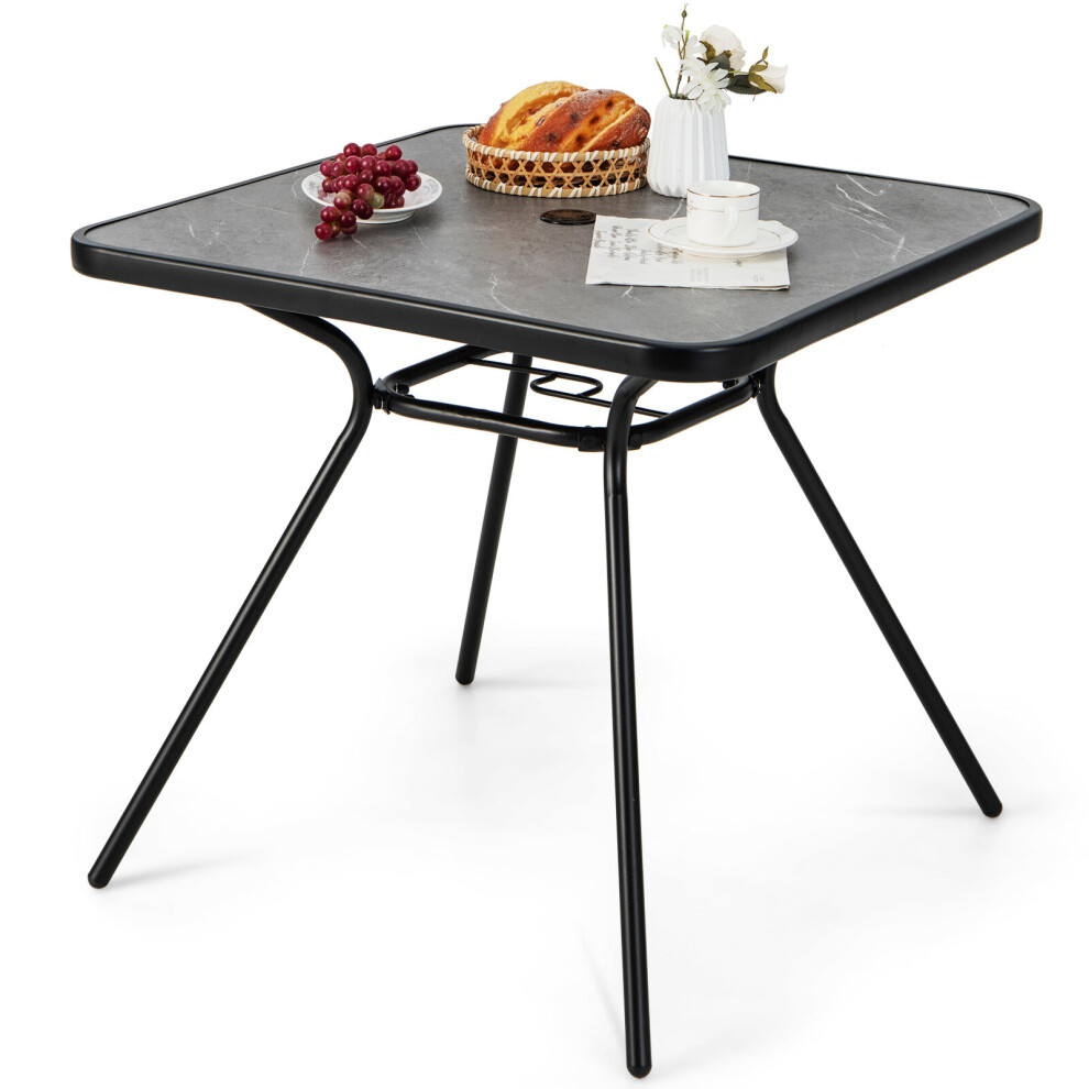 Costway Outdoor Dining Table Patio Yard Bistro Table With 42Mm Umbrella Hole Grey
