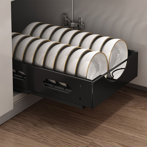 Living And Home Black Steel Cabinet Pull-Out Bowl Rack