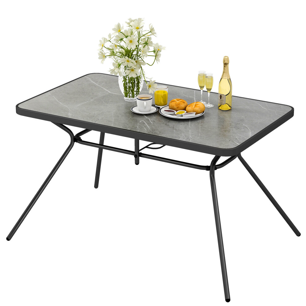 Patio Rectangle Dining Table Outdoor Bistro Table w/ 4cm Umbrella Hole