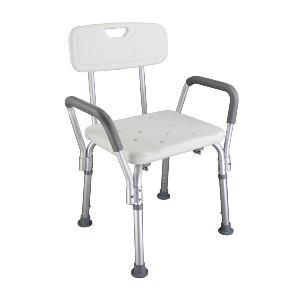 Height Adjustable Padded Tub Bath Seat Disability Shower Chair Stool W/ Armrest