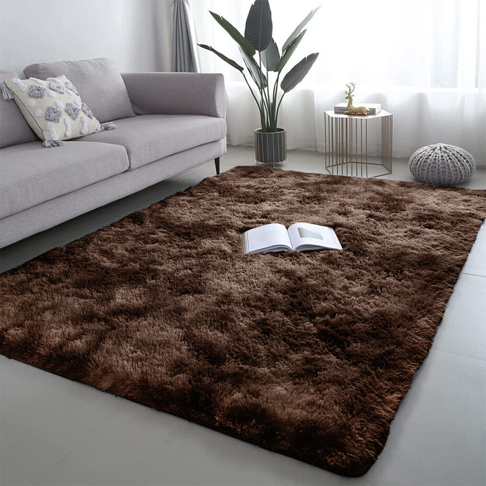 ( 120cm x 170cm (4ft x 5ft 8"), Brown) Non Slip Rug Fluffy Shaggy Thick Area Rug Living Room Bed Room