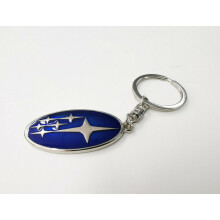 Subaru Logo Oval Key Tag - Classic Stainless Steel Key Ring with Enamel Finish, Premium Aftermarket Accessory