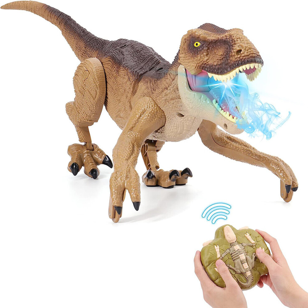 Hw Zone Remote Control Dinosaur Toys Realistic Big T-Rex Gift Ideas For Kids, Rc Walking Dino With Roaring, Spray, Touch Sensing Light