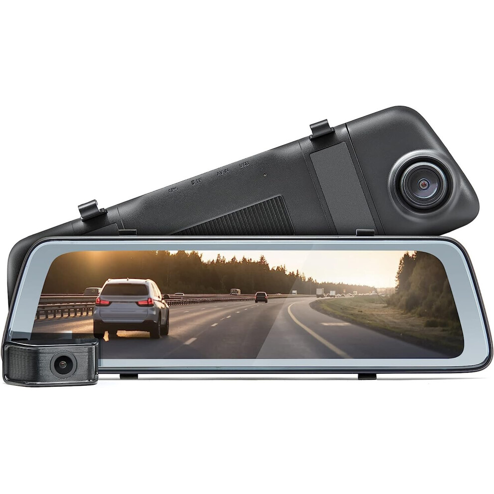 Road Angel Halo View, 2K 1440 P Dual Mirror Dash-Camera, 1080 P Reversing Cam 10" Screen Dual Video Recording Night Vision Built-In Wi-Fi Real Parking