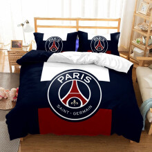 (Paris) Team Soccer Logo Double 3 Piece Bedding Set Ball Sports Collection Textiles Home