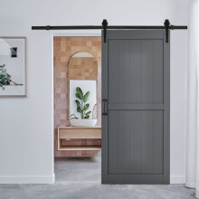 (#2) Farmhouse Style Wooden Barn Door Sliding Entrance Door