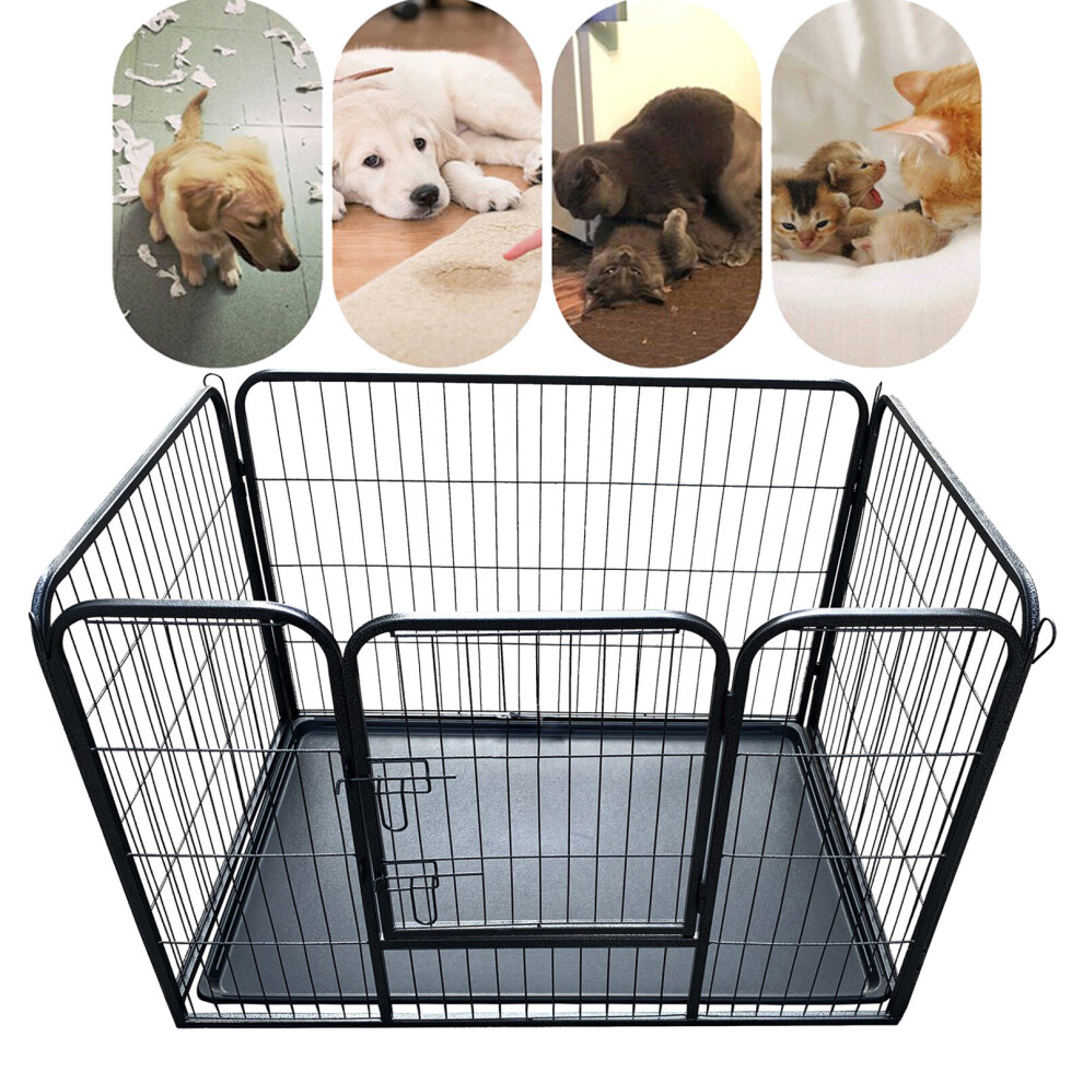 (S(93X61X63cm)) Dog Pen Pet Playpen Puppy Whelping Box Rabbit Enclosure Cat Run or Crate Heavy Duty Exercise Play with Floor for Indoor Outdoor Use