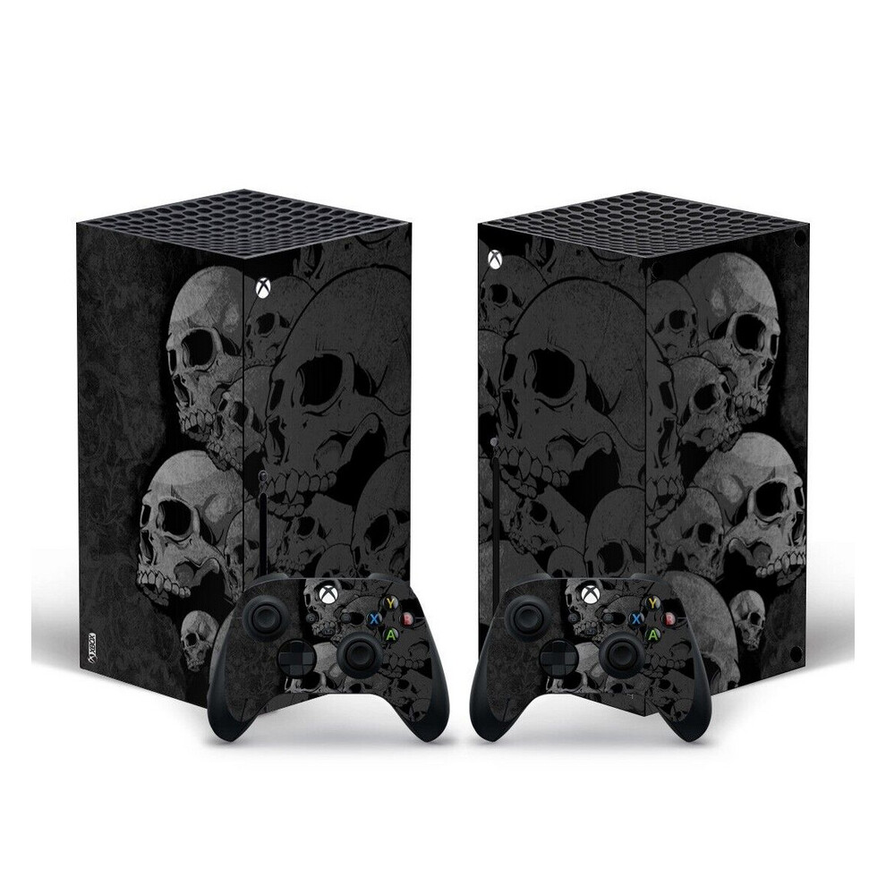 Newjass Xbox Series X Skin Black Skull Sticker Decal Vinyl Wrap For Console & Controller