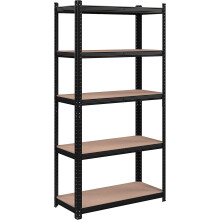 (180x90x40cm, Black) 5 Tires Garage Shelving Unit Height Adjustable Storage Rack Metal Shelves for Shed Workshop