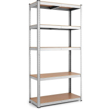 (150x70x30cm, Silver) 5 Tires Garage Shelving Unit Height Adjustable Storage Rack Metal Shelves for Shed Workshop