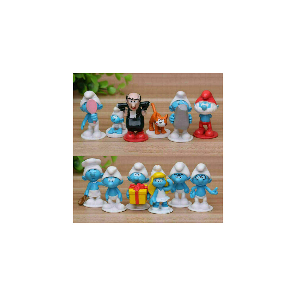 12pcs Smurfs: The Lost Village Smurfette Gargamel Papa Hefty Action Figures Toy