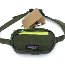(Olive+Neon Zip) Patagonia Mini Bag Messenger Hip Pack Men Women Outdoor Waist Shoulder Crossbody