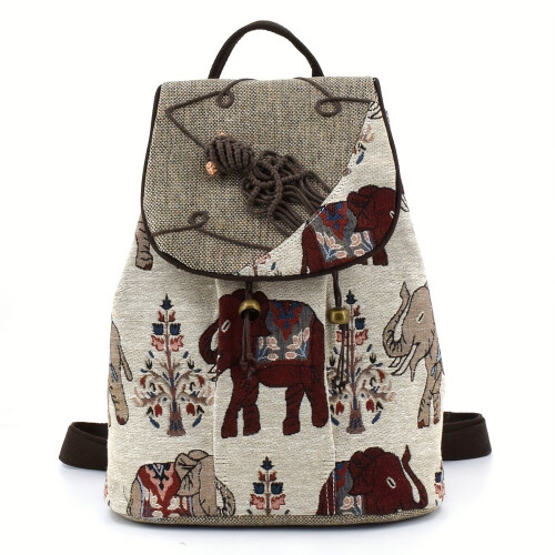 Vintage Backpacks Elephant Pattern Bucket Bags Anti Theft Backpacks With Accessories 1