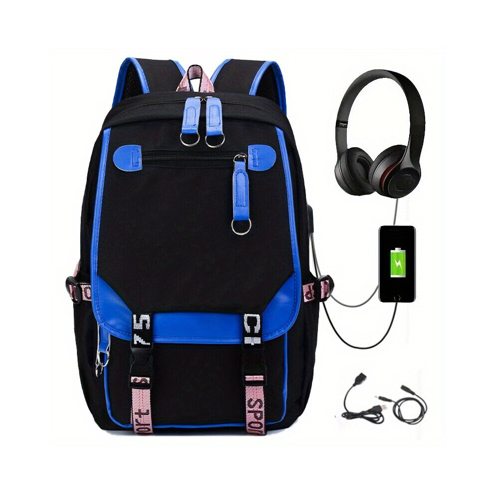Large Capacity Travel Backpack Canvas Laptop Daypack With Usb Charging Port Travel Commuter Bag Multicoloured 885664782123
