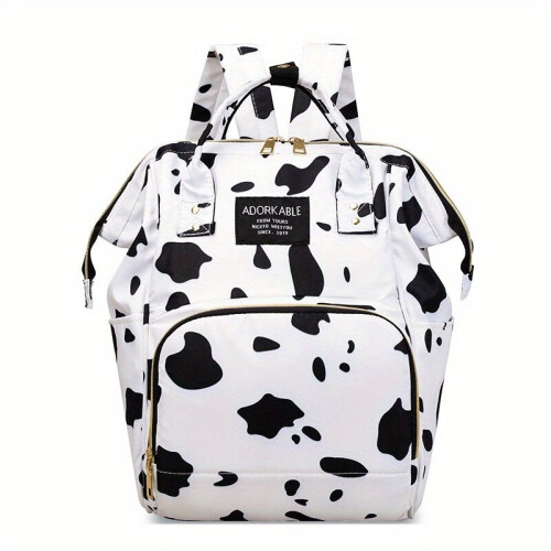 Cow Pattern Baby Backpack Functional Diaper Bag Top Handle Mommy Bag For Going Out