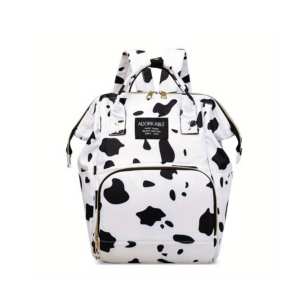 Cow Pattern Baby Backpack Functional Diaper Bag Top Handle Mommy Bag For Going Out Multicoloured