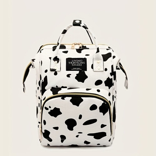 Cow Pattern Baby Backpack Functional Diaper Bag Top Handle Mommy Bag For Going Out 1