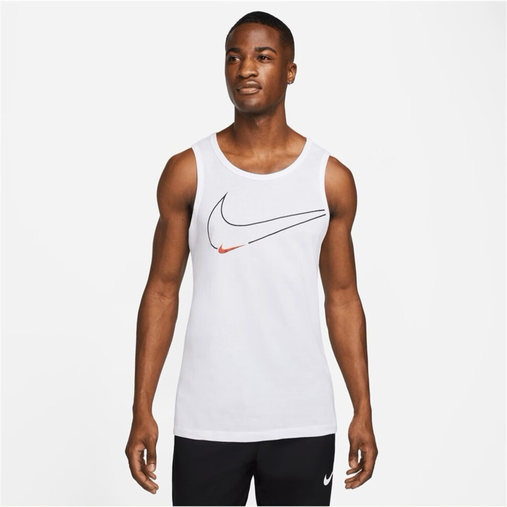 (DM6257-100 Nike Mens Vest White 2XL) Nike Mens Dri-Fit Vest Tank Top