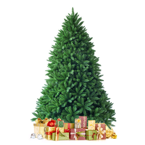 Costway 6FT Premium PVC Hinged Christmas Tree Spruce with Foldable Metal Stand