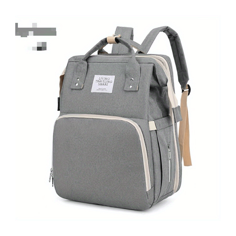 Functional Baby Diaper Bag Foldable Baby Diaper Changing Pad Backpack Tote Mommy Bag For Baby Daycare Grey