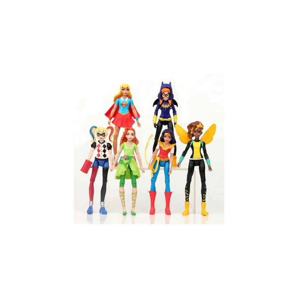 Doyarbim 6Pcs Dc Comics Super Hero Girls Harley Poison Ivy Batgirl Bumblebee Figures Toy