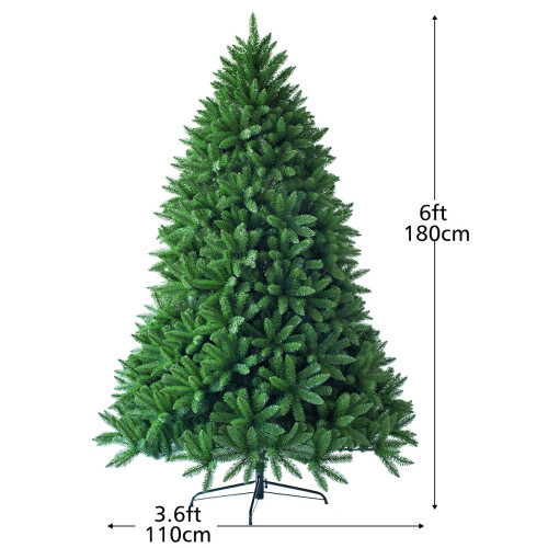 Costway 6FT Premium PVC Hinged Christmas Tree Spruce with Foldable Metal Stand 1