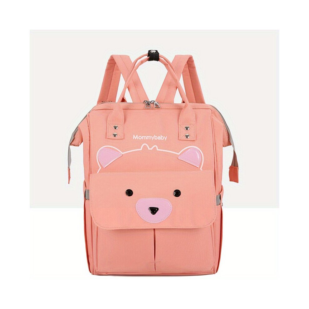 Cartoon Bear Pattern Diaper Bag Lightweight Go Out Mummy Bag Functional Tote Backpack