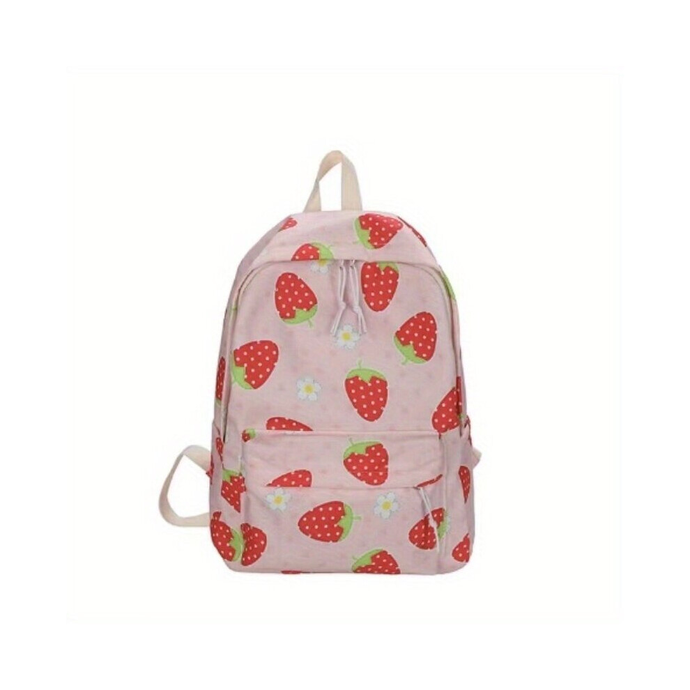 Strawberry Pattern Large Capacity Backpack Nylon Durable Lightweight School Backpack Waterproof Travel Commuter Bag-image-OPC-PC7C7XM-NEW