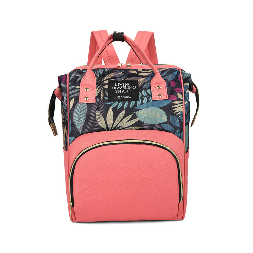 Leaf Flower Print Baby Diaper Bag Top Handle Large Capacity Backpack Hospital Maternity Mommy Bag For Baby Daycare