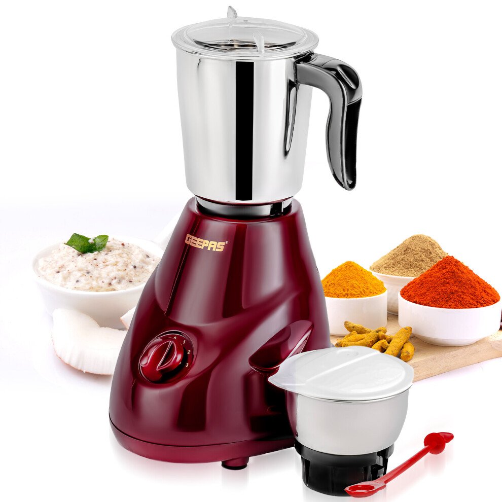 Geepas 550W 2-in-1 Mixer Grinder Dry & Wet Grinding Food Processor Blender