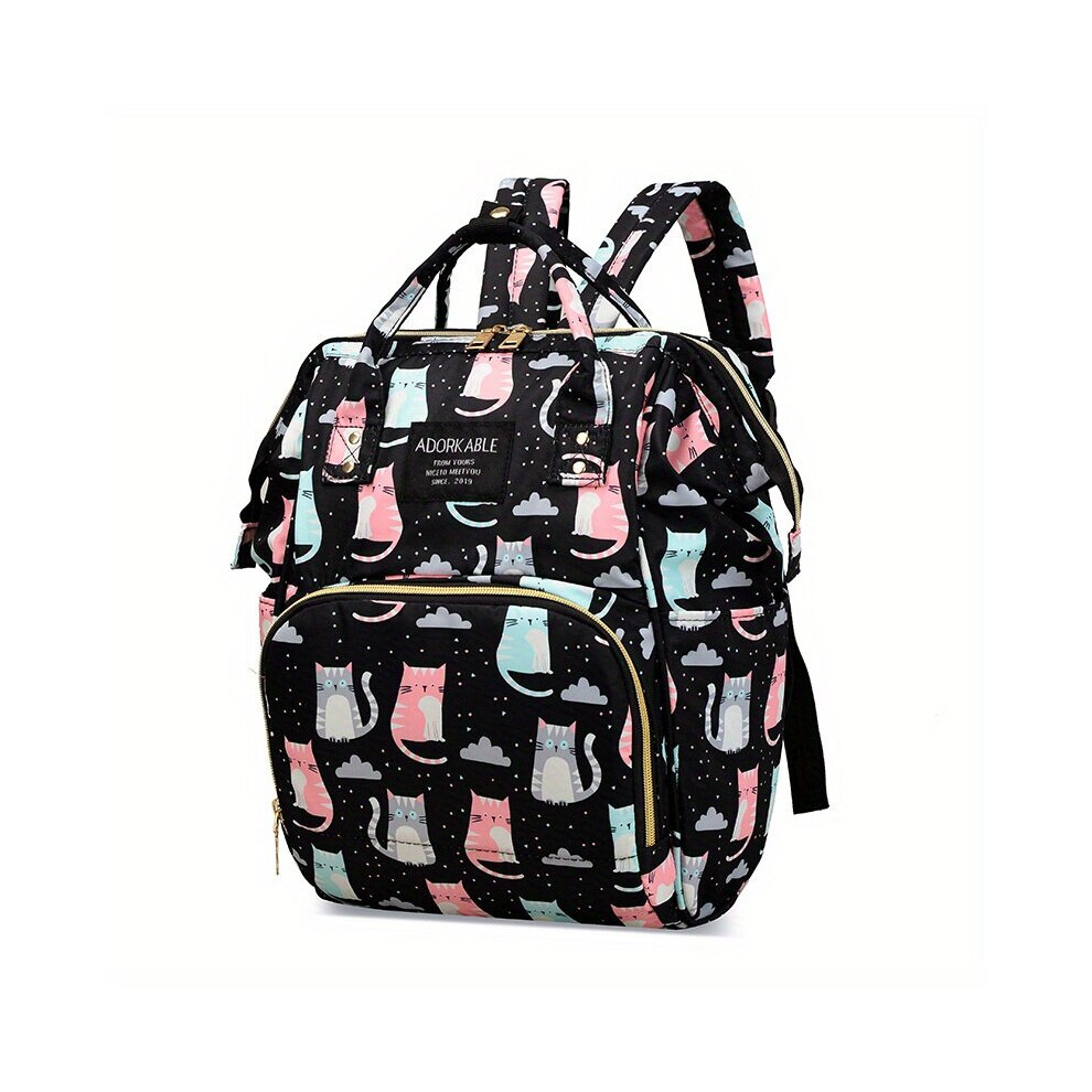 Cow Pattern Diaper Bag Top Handle Backpack Large Capacity Outdoor Mummy Bag