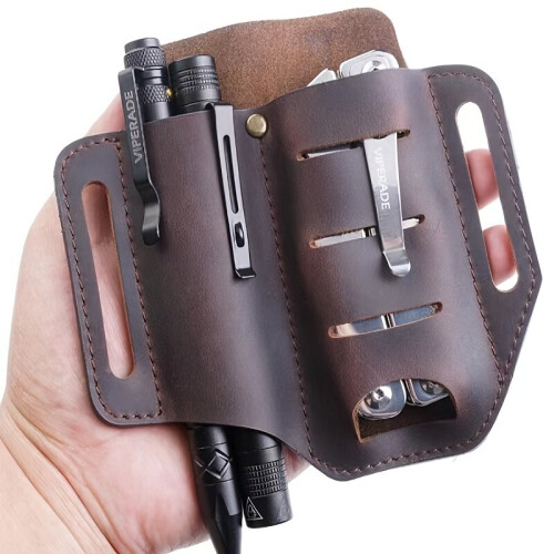 Mens Wilderness Portable Tool Belt Bag Multipurpose Leather Sheath 1