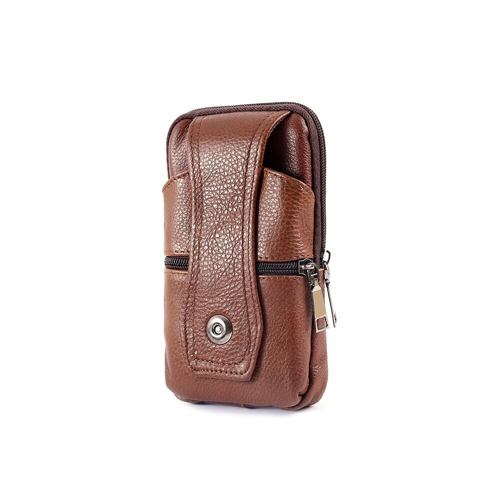 1pc Mens PU Leather Fanny Pack Multifunctional Fanny Pack Large Capacity Fanny Pack Brown Shoulder Bag Messenger Bag layer Buckle Mobile Phone Bag
