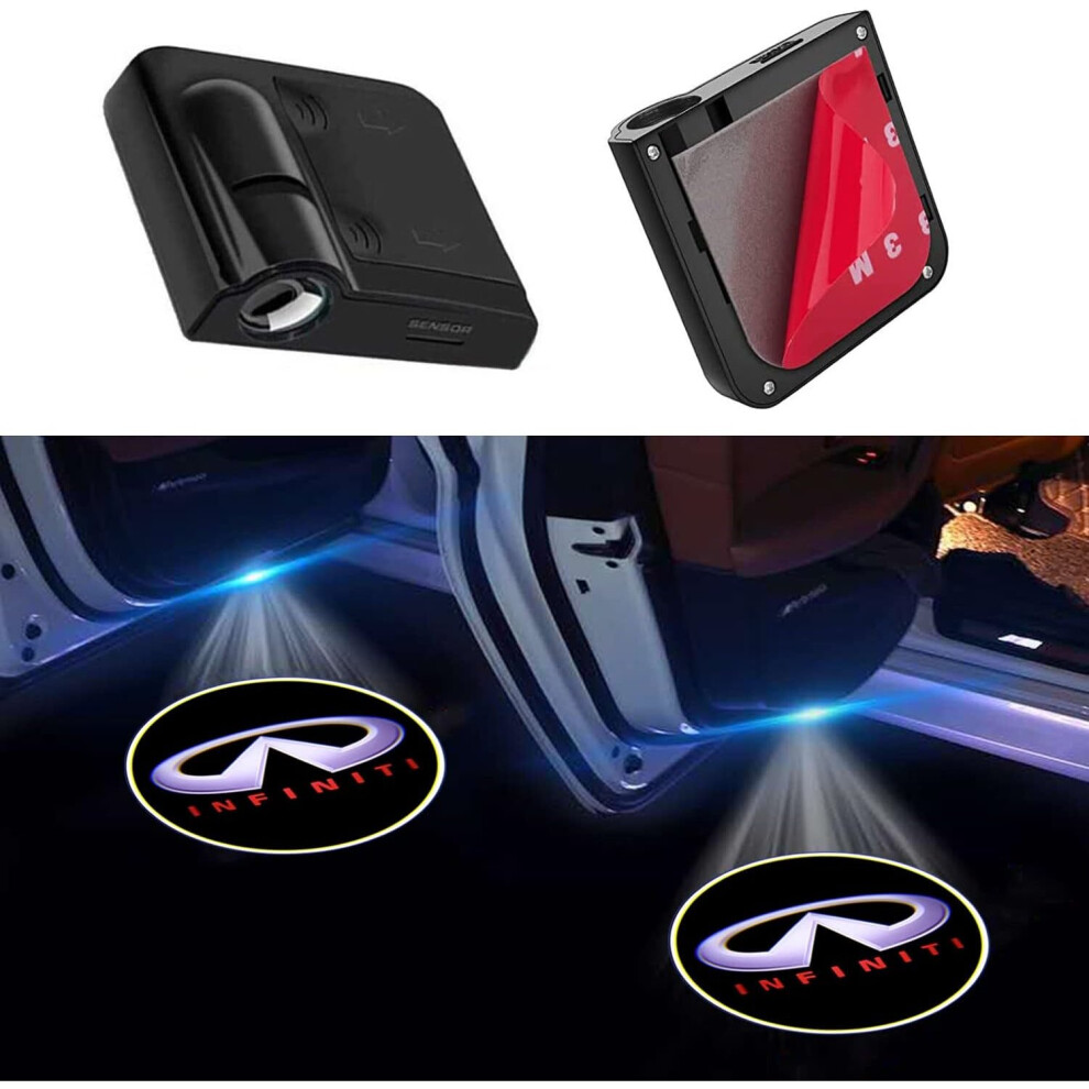 2Pcs for Infiniti Wireless Car Door Logo Light LED HD Welcome Courtesy Ghost Shadow Projector Lamp Fit for Infiniti Cars