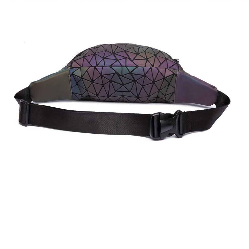1pc Glow In The Dark Waist Bag Geometric Argyle Chest Bag PU Leather Bag Womens Mens Bag Personality Verrsatile Crossbody Bag-image-OPC-PC7CD2R-NEW