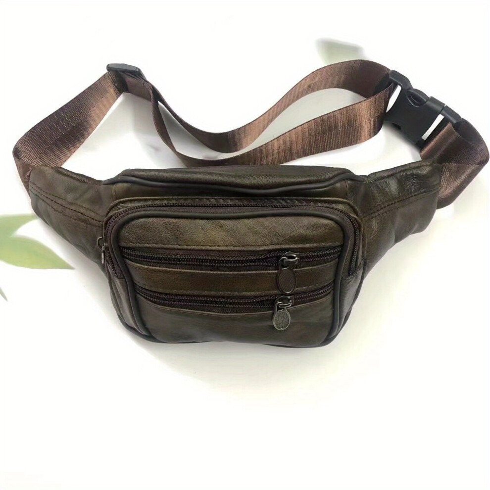 Mens Leather Waist Bag Multifunctional Large Capacity Crossbody Bag Chest Bag For Outdoor Sports Hiking Running Cycling Travel-image-OPC-PC7CD7B-NEW
